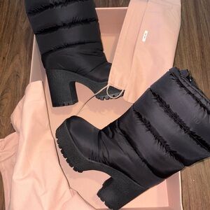 Miu Miu Black Quilted Winter Boots